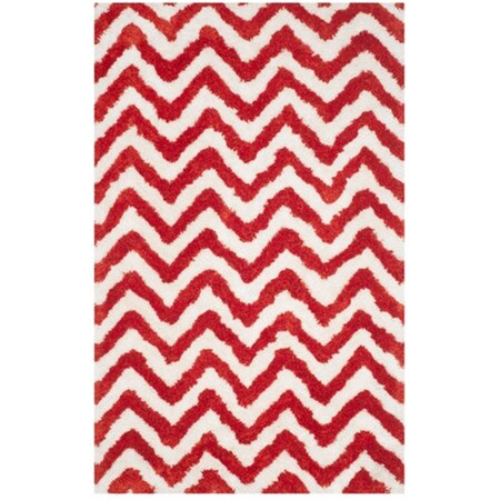 Safavieh Barcelona Shag Hand Tufted Rectangle Rug- Ivory - Rust- 3 x 5 ft. BSG320E-3